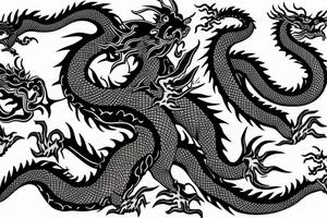 One 6 inches full body of a fierce chinese style dragon around shoulder tattoo idea