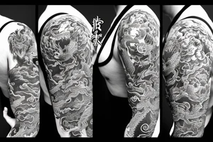 One 6 inches full body of a fierce chinese style dragon around shoulder tattoo idea