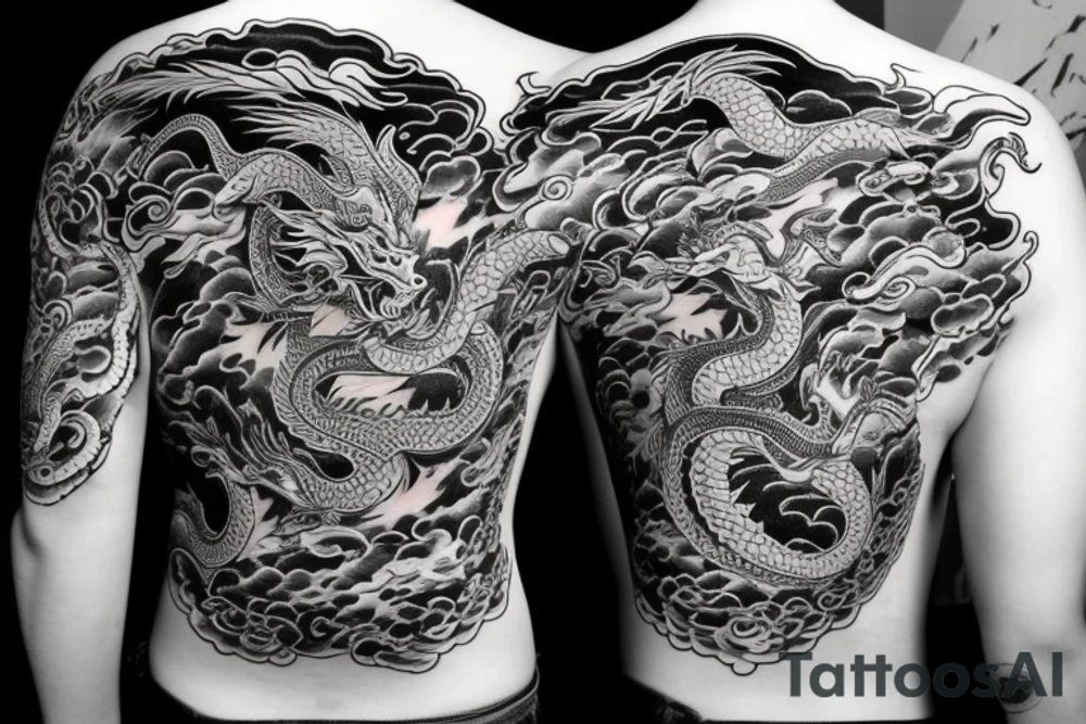 One 6 inches full body of a fierce chinese style dragon around shoulder tattoo idea