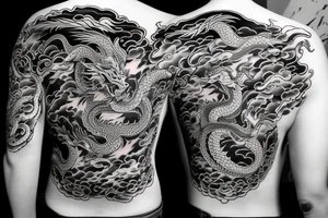 One 6 inches full body of a fierce chinese style dragon around shoulder tattoo idea