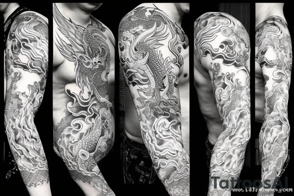 One full body of a fierce chinese style dragon around shoulder tattoo idea
