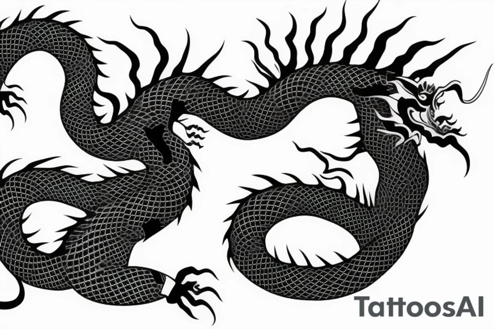 One full body of a fierce chinese style dragon. tattoo idea