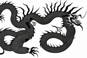 One full body of a fierce chinese style dragon. tattoo idea