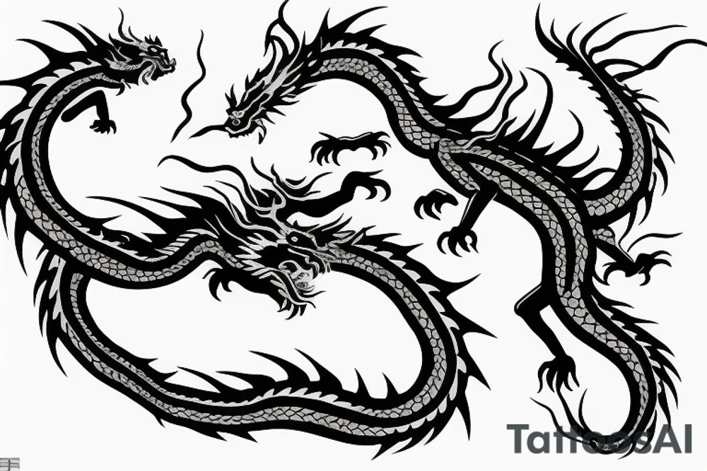 One full body of a fierce chinese style dragon. tattoo idea
