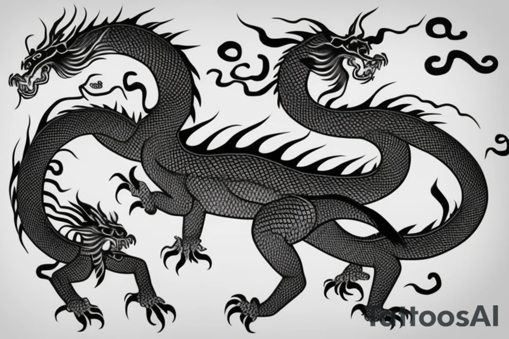 One full body of a fierce chinese style dragon. tattoo idea