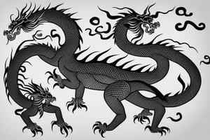 One full body of a fierce chinese style dragon. tattoo idea