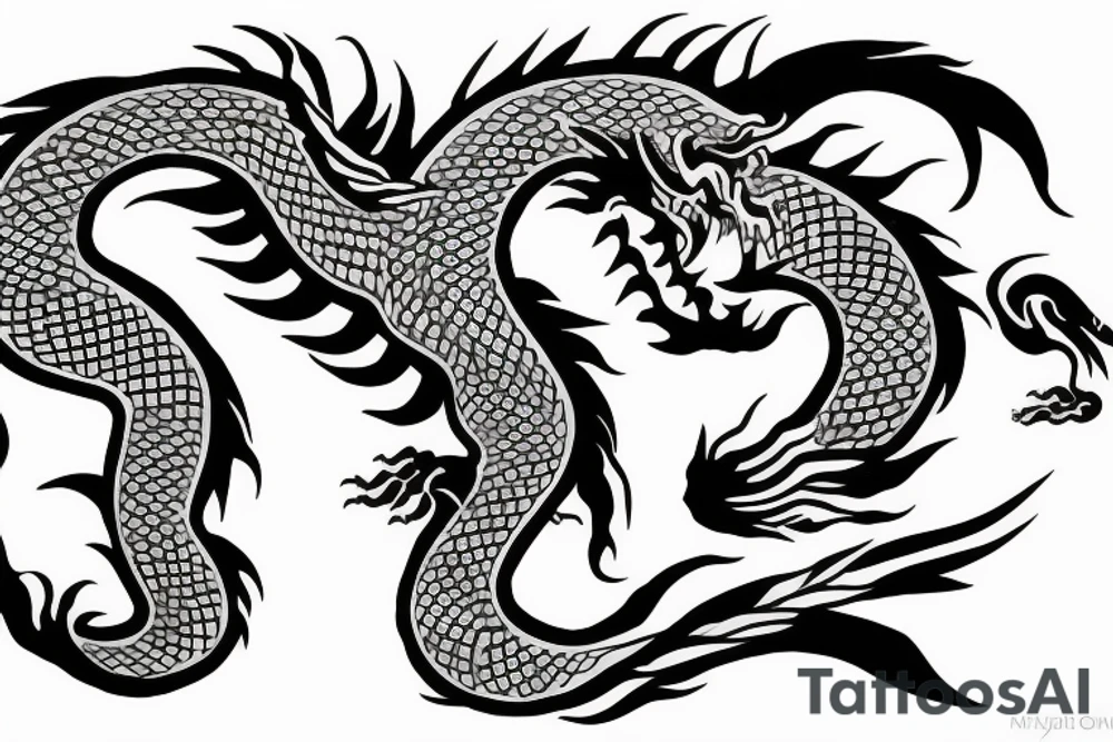 One full body of a fierce chinese style dragon. tattoo idea