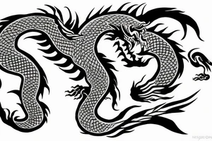 One full body of a fierce chinese style dragon. tattoo idea