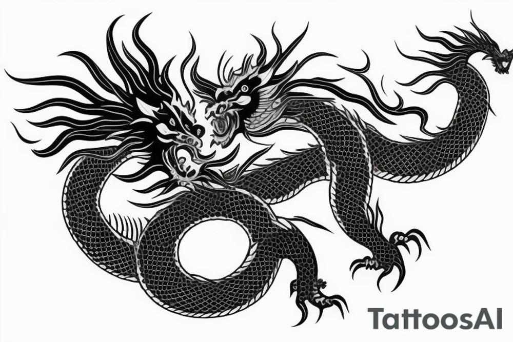 One full body of a fierce chinese style dragon. tattoo idea