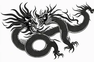 One full body of a fierce chinese style dragon. tattoo idea