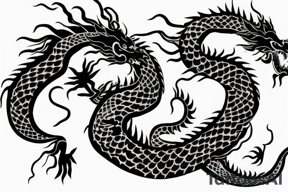 One full body of a fierce chinese style dragon. tattoo idea