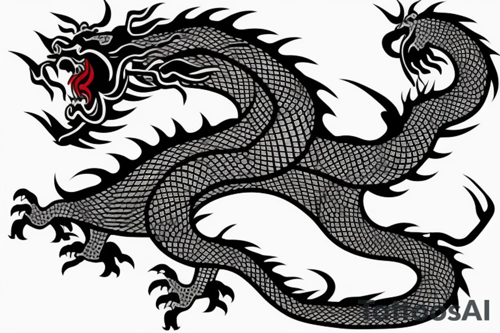 One full body of a fierce chinese style dragon. tattoo idea
