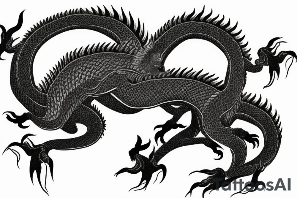 One full body of a fierce chinese style dragon. tattoo idea