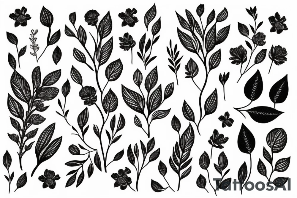 A beautiful long plant with flowers. tattoo idea