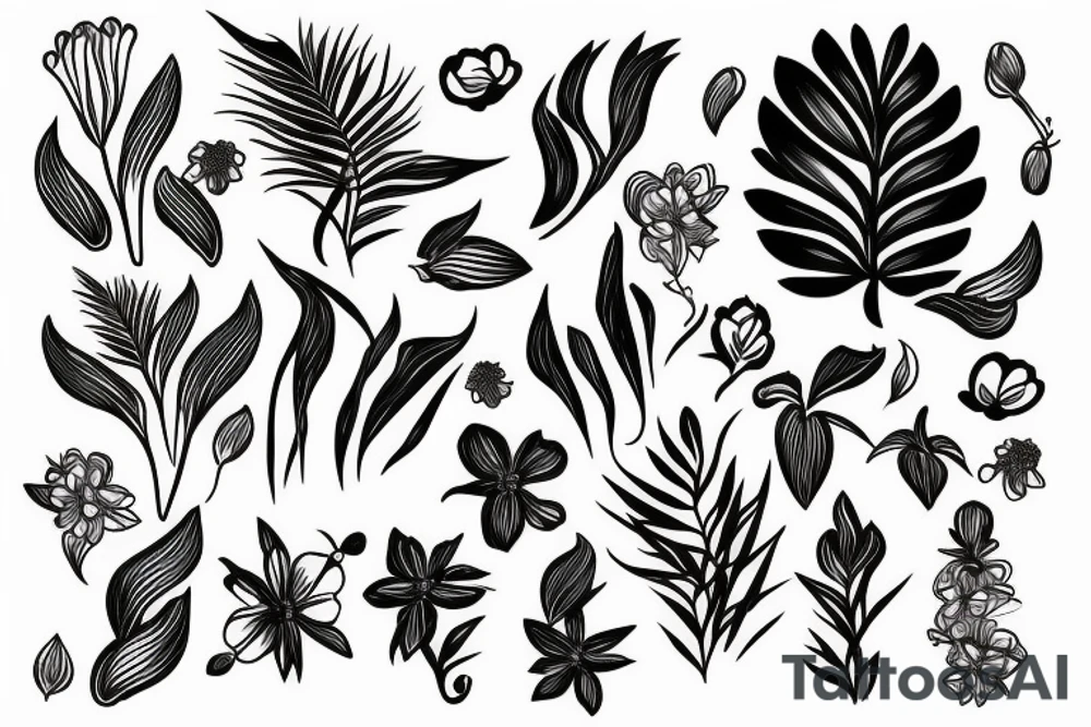 A beautiful long plant with flowers. tattoo idea