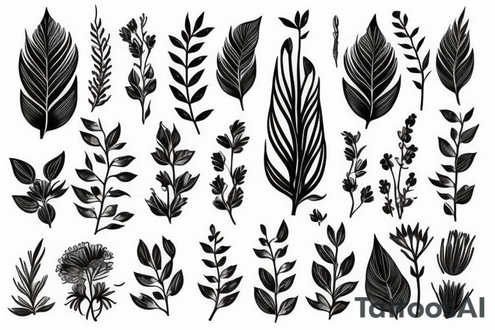 A beautiful long plant with flowers. tattoo idea