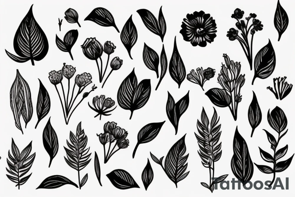 A beautiful long plant with flowers. tattoo idea