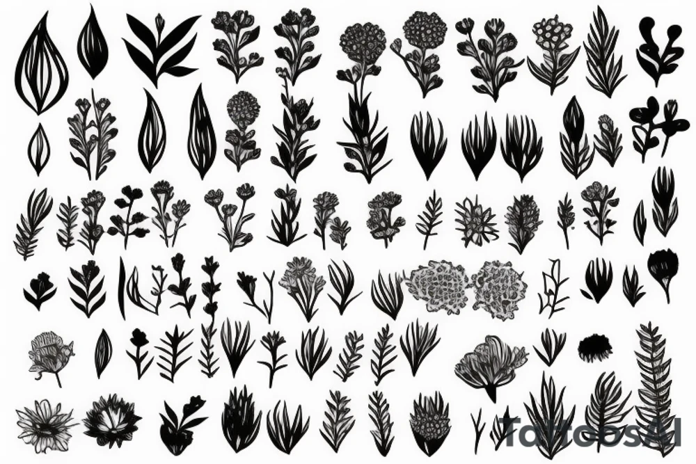 A beautiful long plant with flowers. tattoo idea