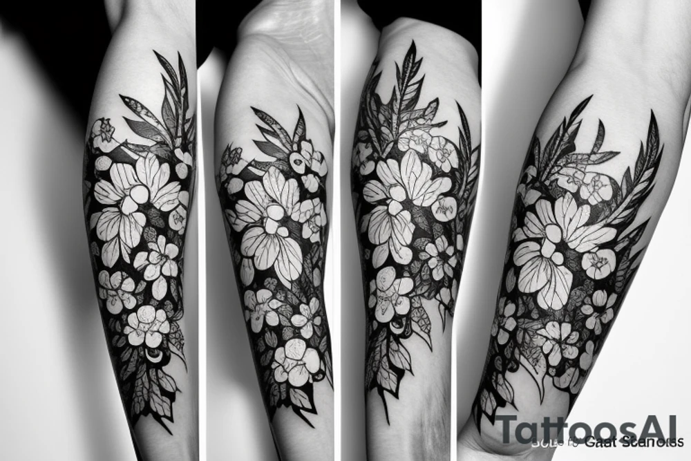A beautiful long plant with flowers. tattoo idea
