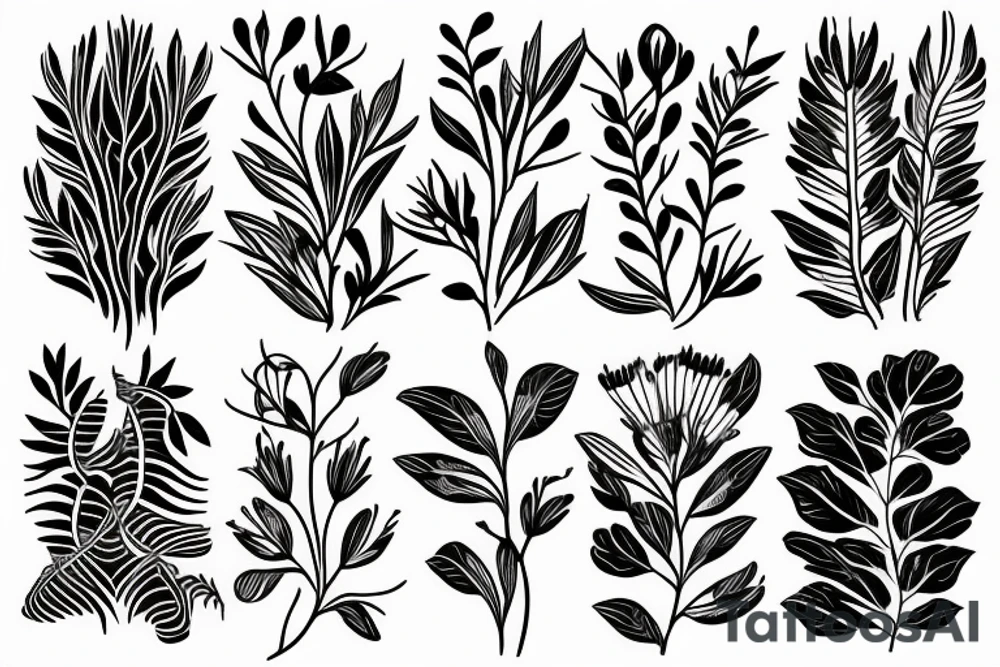 A beautiful plant with a long stem, delicate leaves, and charming flowers. tattoo idea