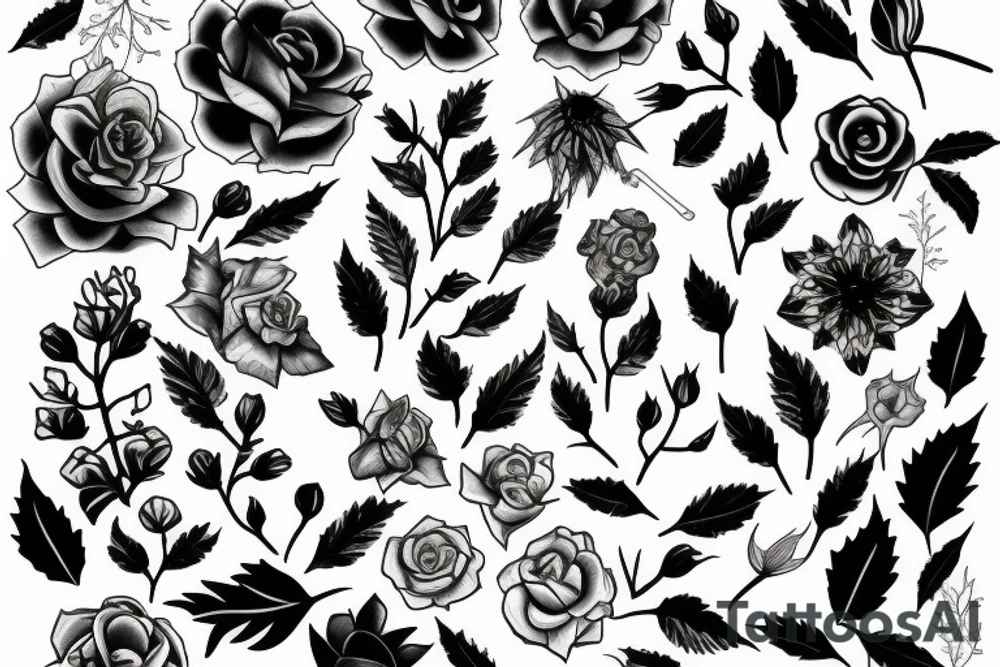 Thorns flowers tattoo idea