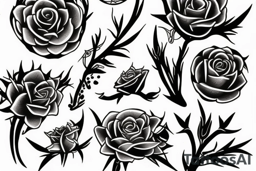 flowers made of thorns tattoo idea