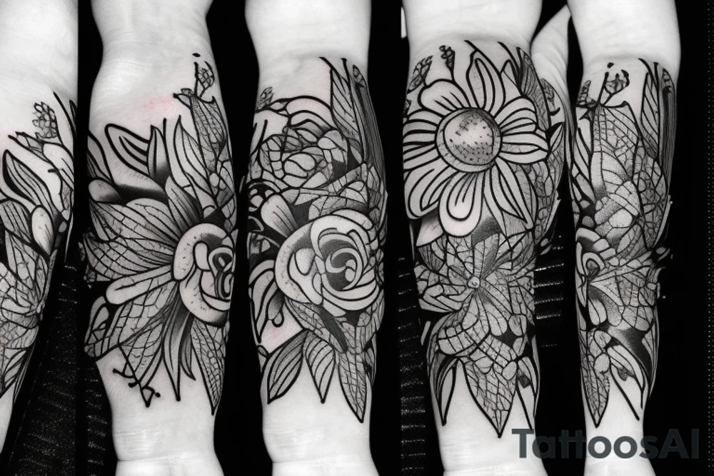 Flower made of thorns tattoo idea