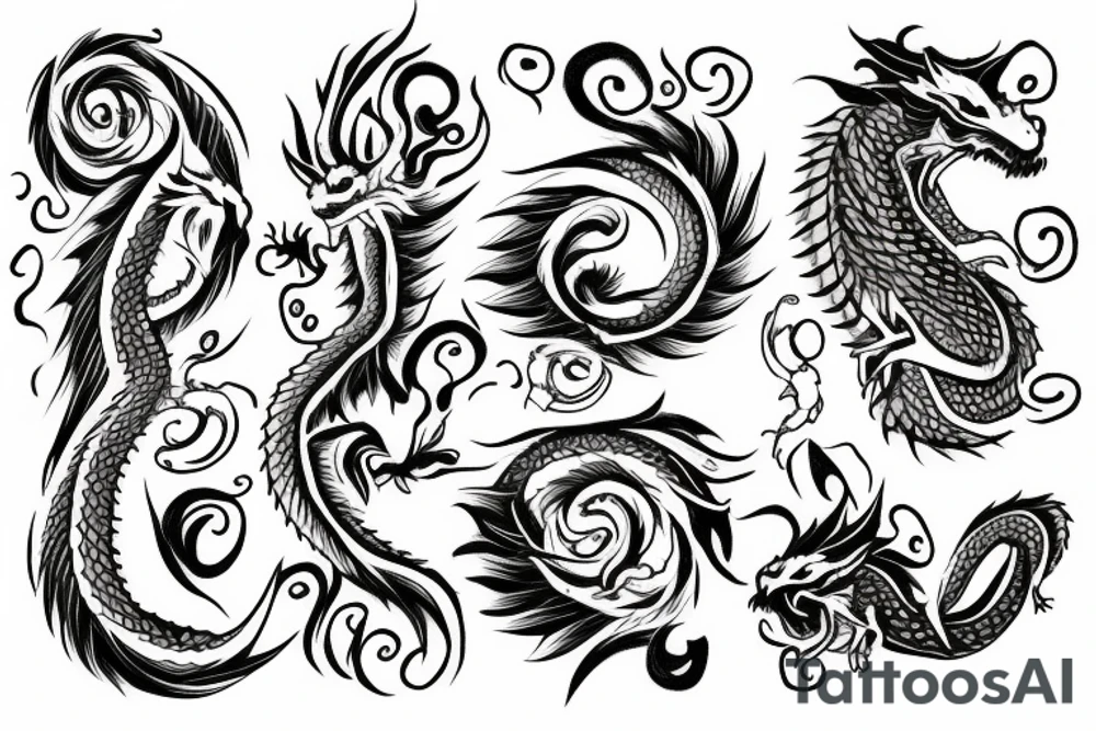 A dragon with flowers tattoo idea