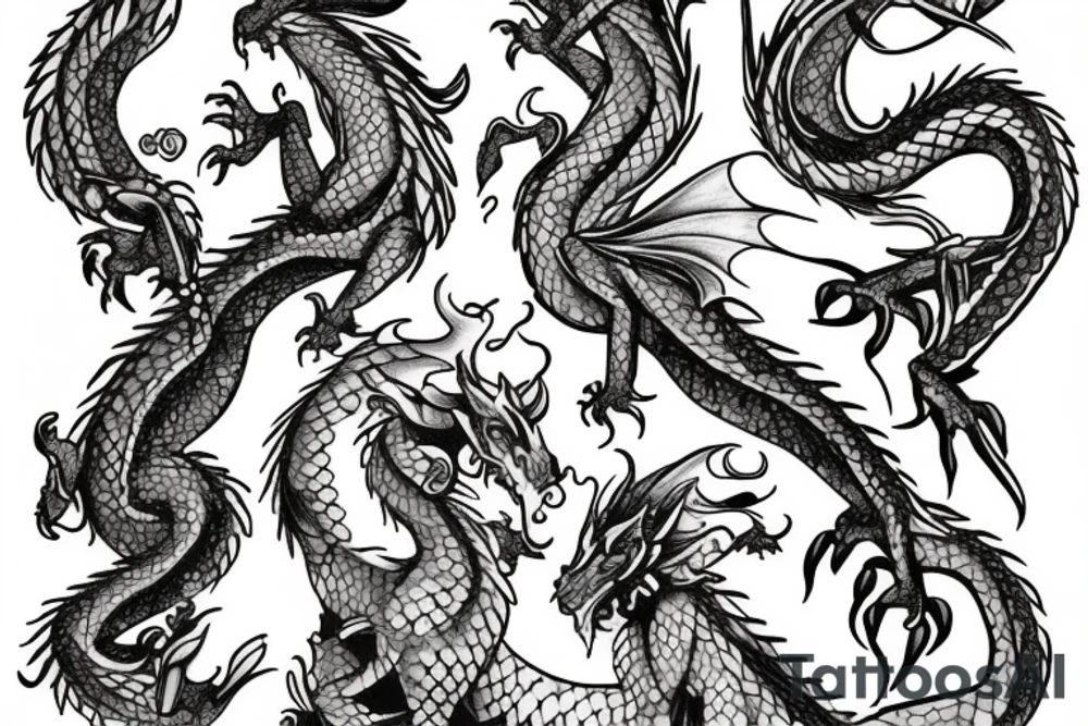 A dragon with flowers tattoo idea