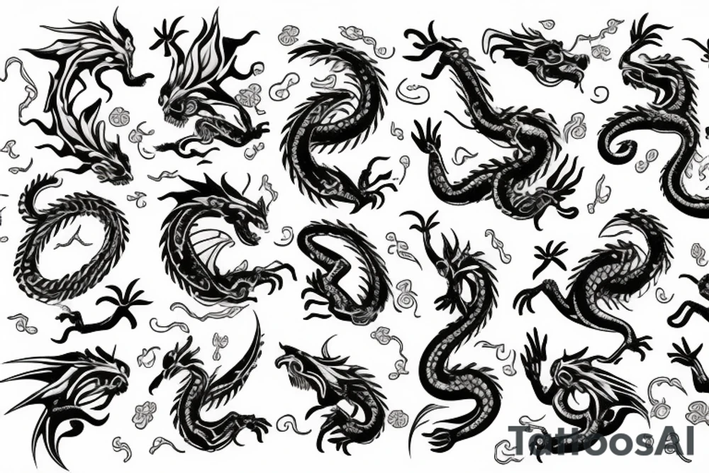 A dragon with flowers tattoo idea