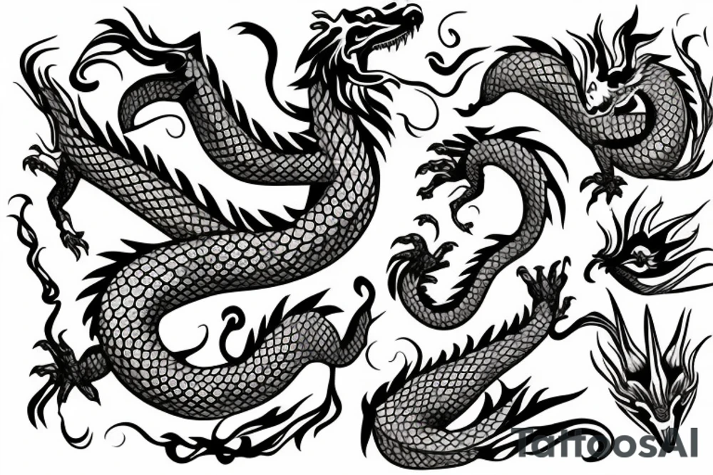 A dragon with flowers tattoo idea