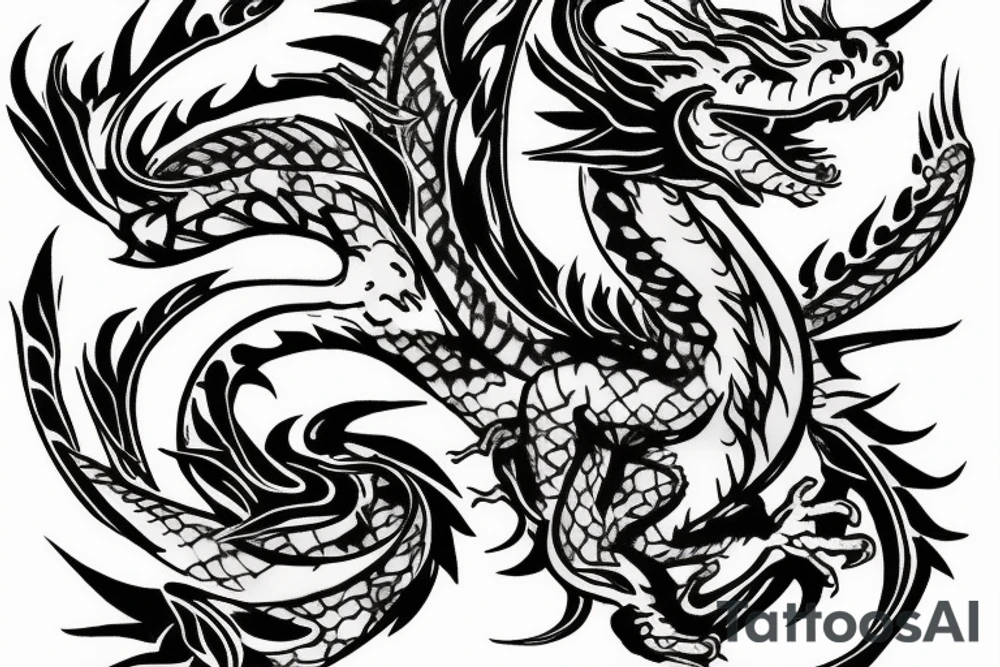 A dragon with flowers tattoo idea