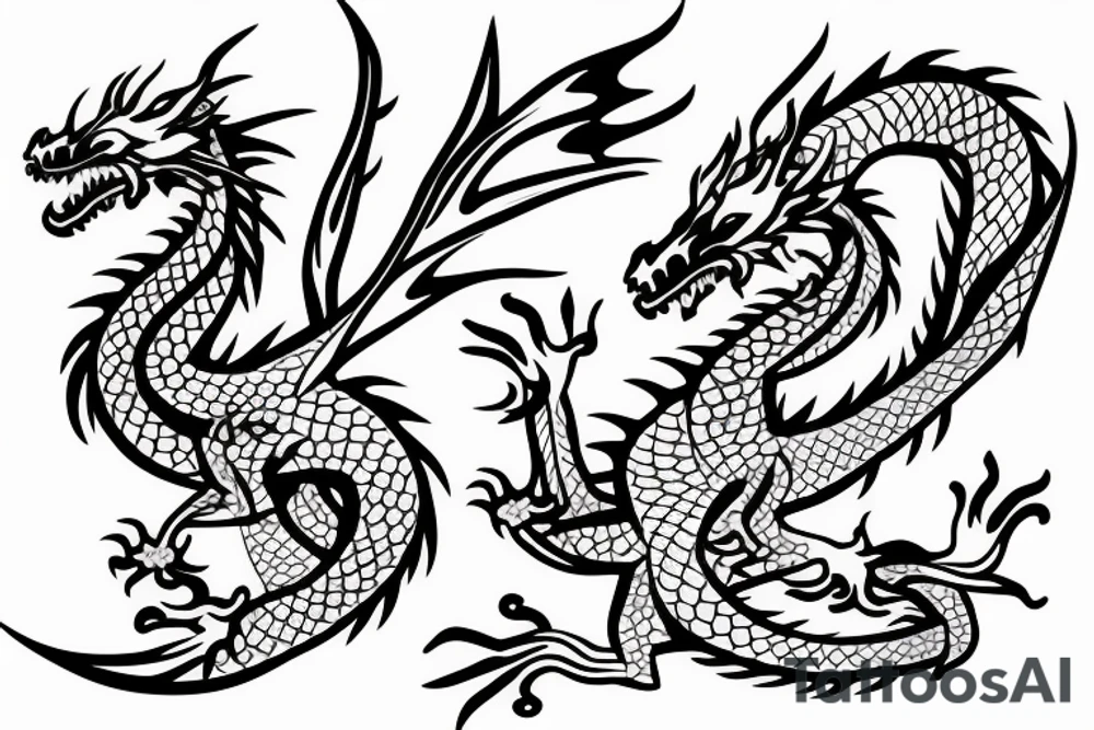 A dragon with flowers tattoo idea