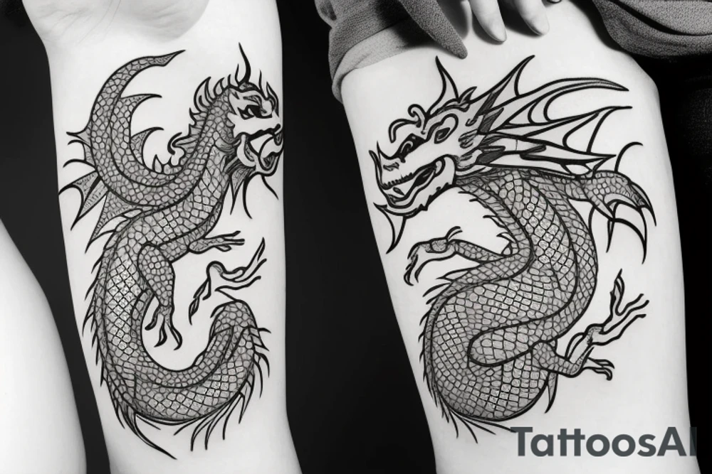 A dragon with flowers tattoo idea