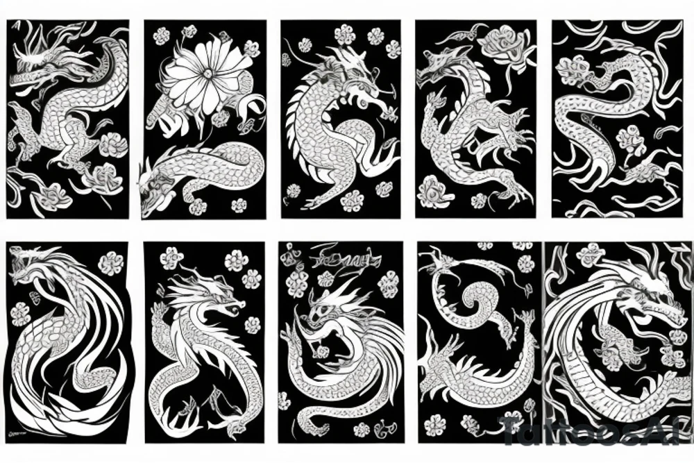 A dragon with flowers tattoo idea