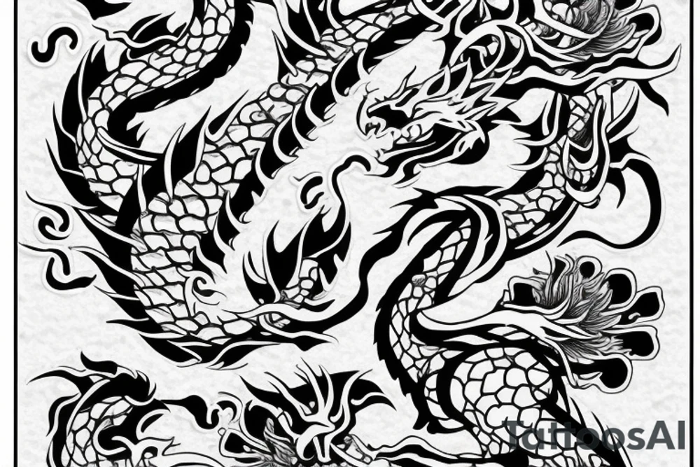 A dragon around flowers tattoo idea
