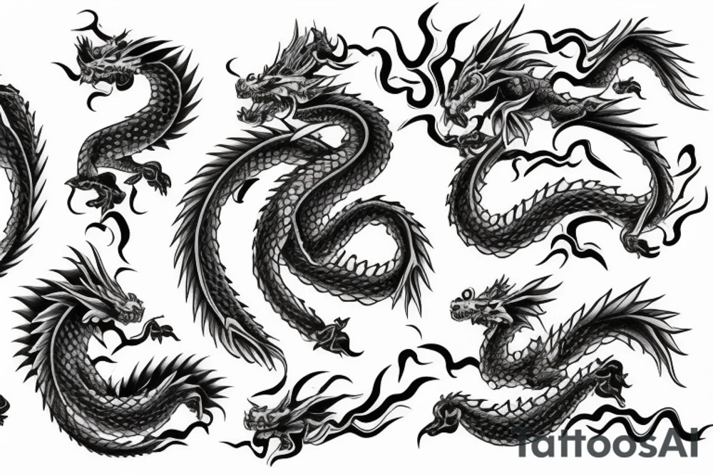A dragon around flowers tattoo idea