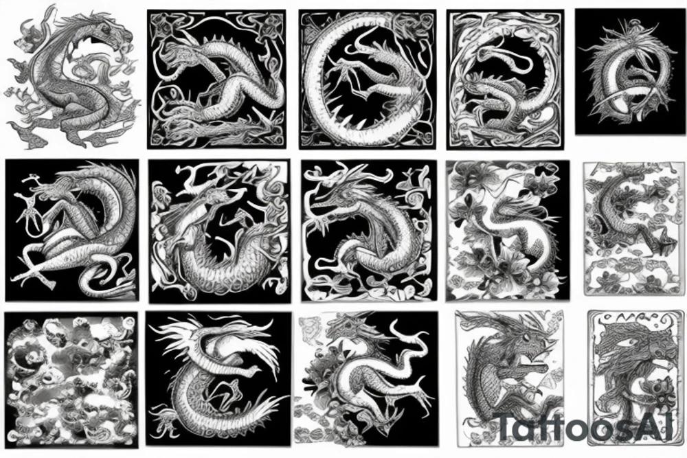 A dragon around flowers tattoo idea