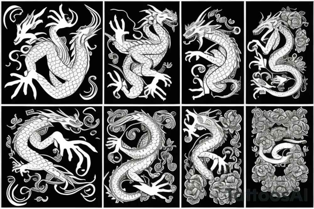 A dragon around flowers tattoo idea