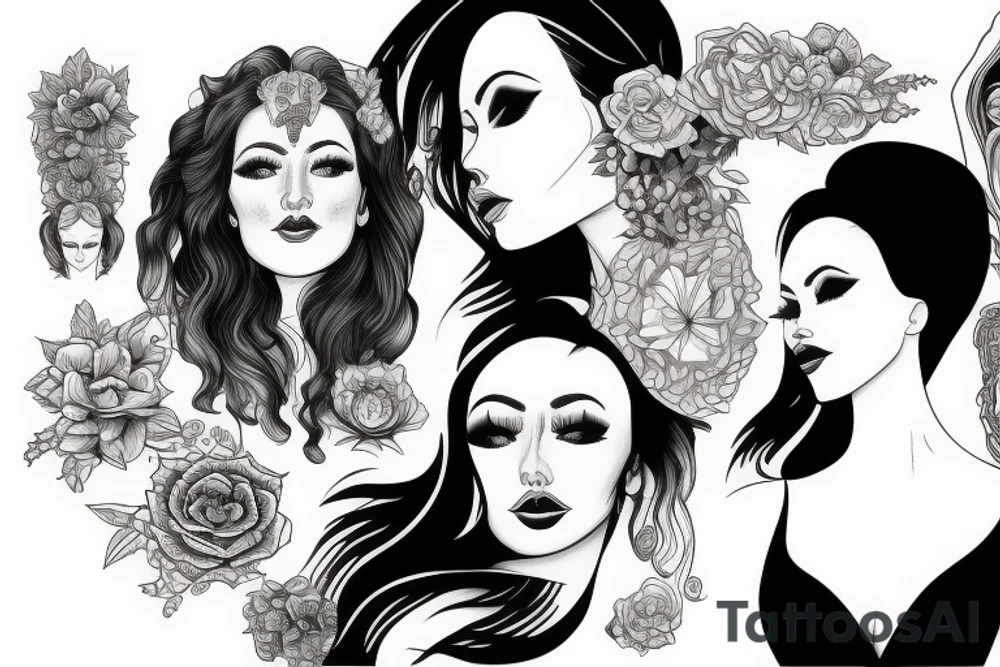 Three women profiles tattoo idea