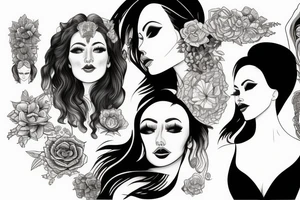 Three women profiles tattoo idea