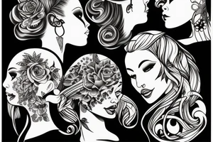 Three women profiles tattoo idea
