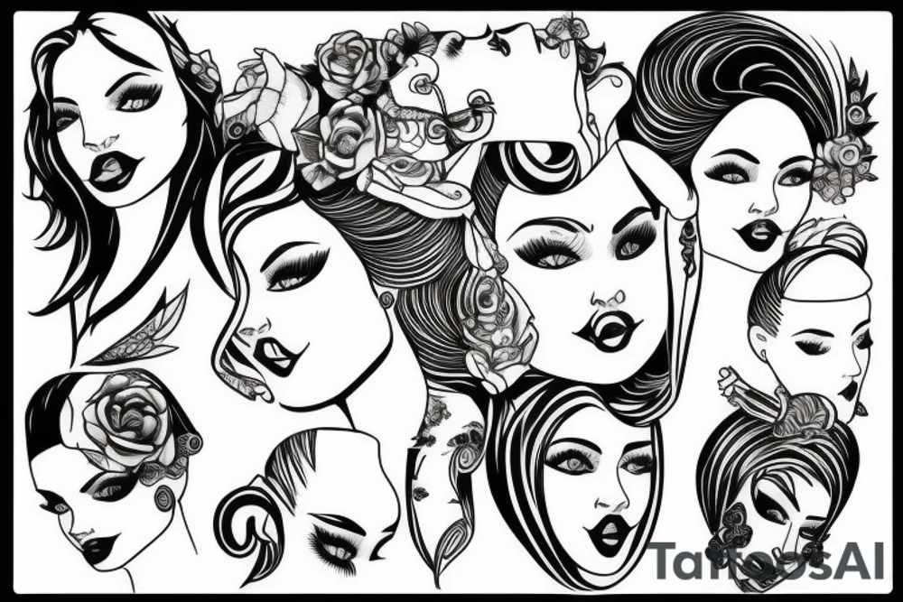 Women profile tattoo idea
