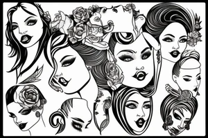 Women profile tattoo idea