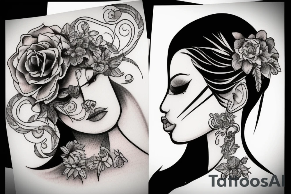 Women profile tattoo idea
