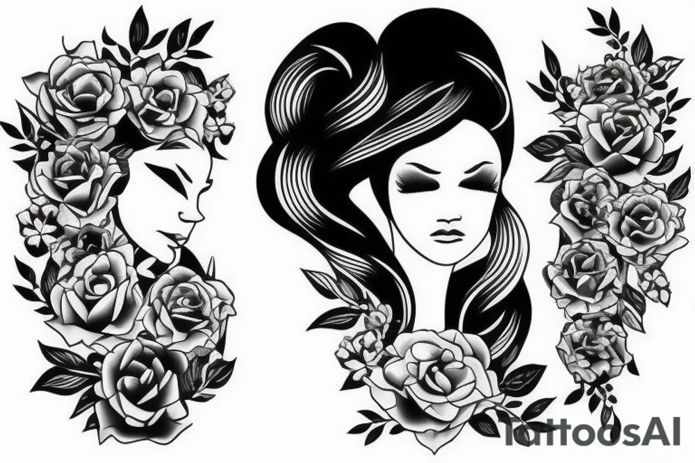 Women profile tattoo idea