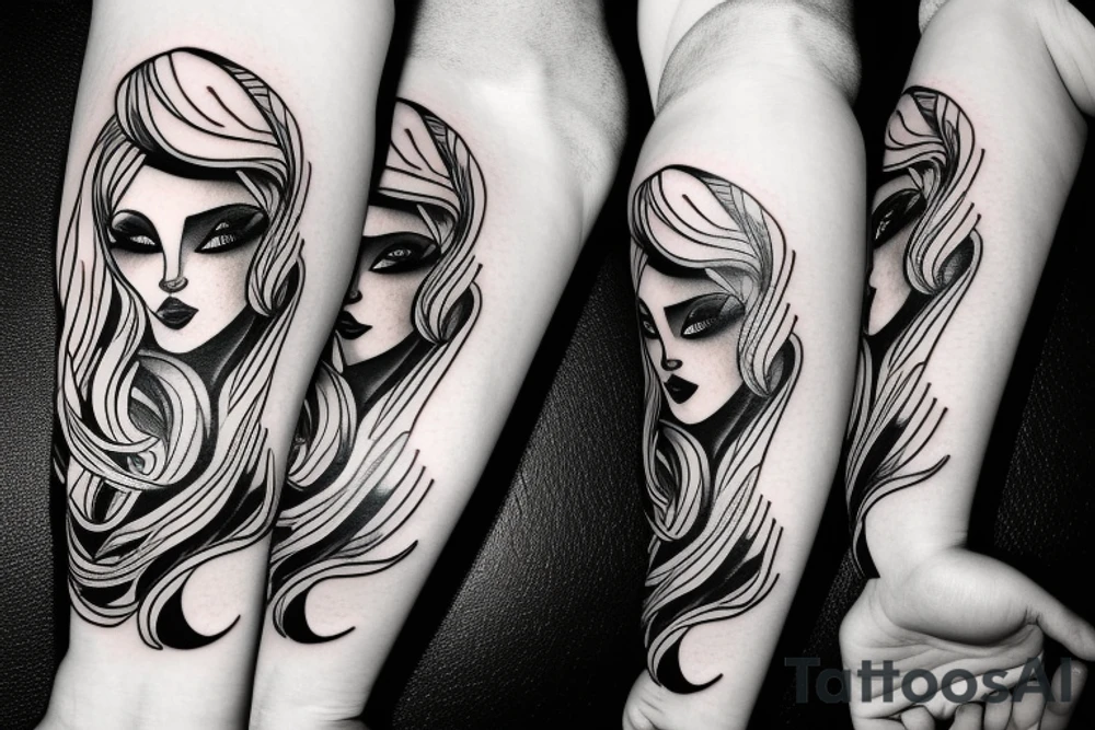Women profile tattoo idea