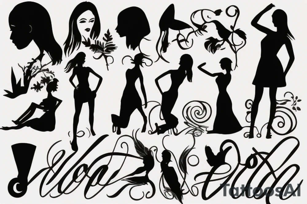 Women silhouette tattoo idea