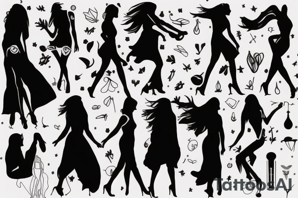 Three Women silhouette tattoo idea