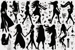 Three Women silhouette tattoo idea